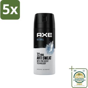 5 x Axe - Deodorant Spray - 72hrs Anti Sweat - Ice Chill - 150 ml - Grootverpakking - Anti-sweat Spray - 72 Uur Bescherming - Ijskoude Citroen - Munt Geur - Deodorant Spray