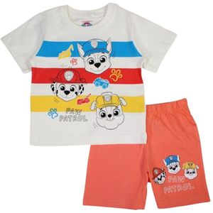 Paw Patrol team Patrol gestreept shortama/pyjama katoen cream/rood maat 92