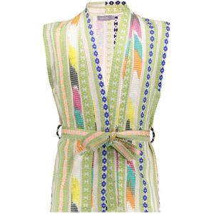 Geisha zomer gilet meisjes - fancy woven - groen / lime