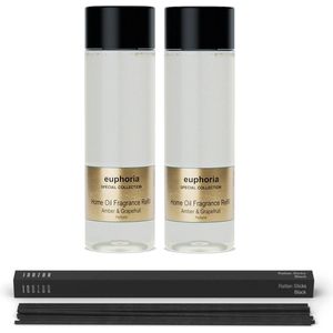 JANZEN Home Fragrance Refill - Euphoria - Geurstokjes Navulling - Warm en Oosters - 2 x 200 ml incl. Gratis Sticks