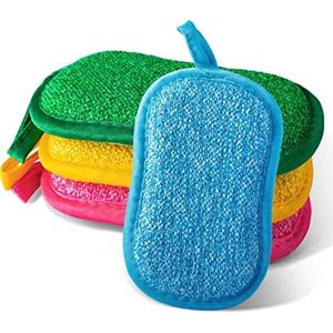 PolkaHome - Set van 4 Multifunctionele Microvezel Sponzen - Wasbaar en Milieuvriendelijk