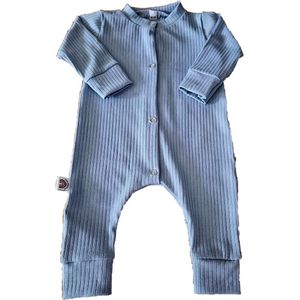 Boxpakje Big Rib Blauw - Lichtblauw - Little Adventure - Maat 62/68 - Effen - GOTS keurmerk