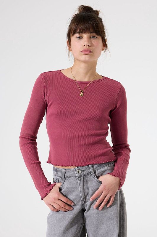 GARCIA - Longsleeve - Roze - 100% Katoen - Slim Fit