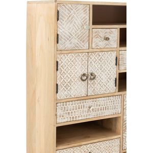 Impression - Opbergkast - hout - beige - 4 deurtjes - 6 lades - 4 nissen - houten frame