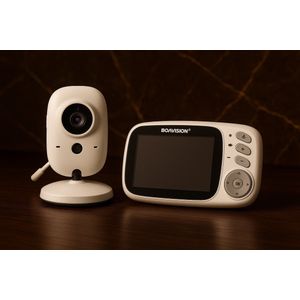 Boavision - Babyfoon - Babyfoon met Camera - Baby Monitor - Binnencamera - 750mAh Li-polymer - 2.4G - 3.2 Inches LCD - 320 x 240pxl - 2-weg audio - Nachtzicht - CMOS - Wit