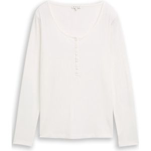 TOM TAILOR - Shirt - Wit - Lange Mouw - Slanke Pasvorm