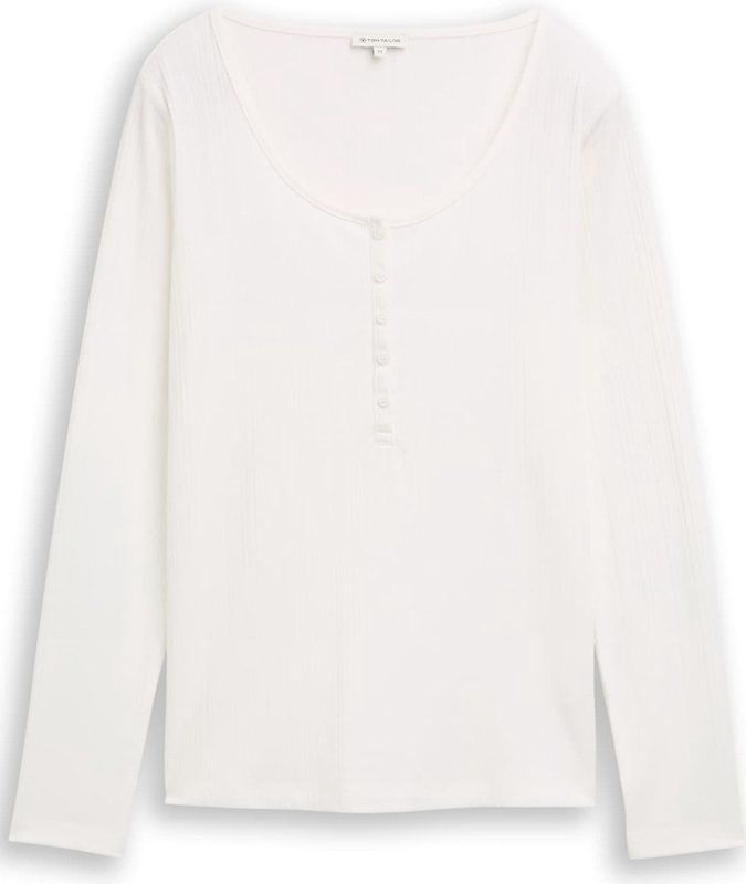 TOM TAILOR - Shirt - Wit - Lange Mouw - Slanke Pasvorm