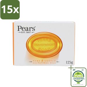 15 x Pears - Zeep - Transparant - Zacht - 125 Gr - Grootverpakking - Munt Zeep - Verfrissende Zeep - Reinigende Zeep - Pears Zeep - Groene Munt
