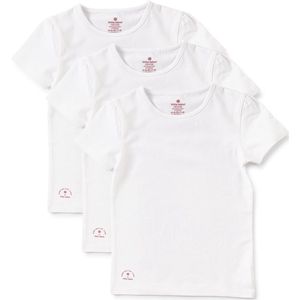 Little Label T shirt korte mouwen Meisjes Maat 110-116/6Y - wit - 3-pack - 3 Stuks Wit T shirt - Zachte BIO Katoen