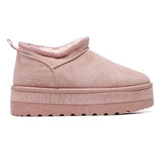 Smile Favorites® Dames Uggies - Pantoffels, Boots - Khaki - Suedine - Maat 37 -