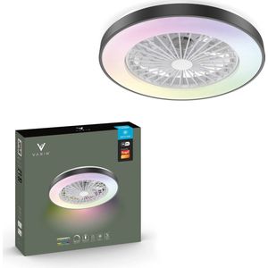 Varin® Plafondventilator met verlichting - Zwart - Tuya Wifi - LED RGBW - Ø 50cm - Super stil - Afstandsbediening smart lamp - Plafondlamp slaapkamer - Plafonniere woonkamer - Plafondlampen - Plafond lamp - Verlichting kinderkamer - Ventilator