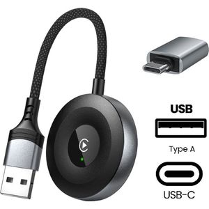 Provium Carplay Dongle - voor Apple Carplay - Draadloos - Draadloze verbinding - alleen voor Apple Carplay voor iPhone - USB en USB-C - rond - zwart