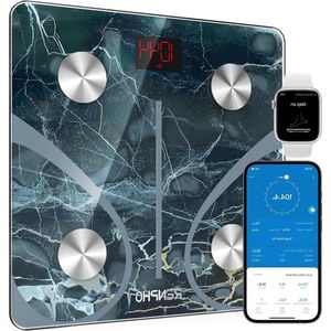 Weegschaal - Personenweegschaal Digitale - Bluetooth - Slimme weegschaal voor lichaamsvet BMI spiermassa eiwit BMR marmer Elis 1