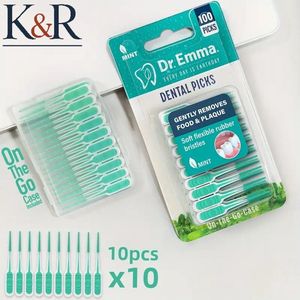 K&R Ventures® Dental Picks – 100 stuks Soft Picks – Tandenstokers met Mint Smaak – Zachte Tandenragers & Easy Picks – Compacte Voordeelverpakking voor Dagelijkse Mondverzorging