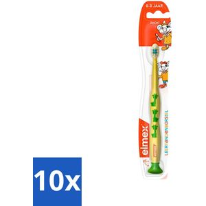 10 x Elmex - Tandenborstel - Leertandenborstel Zacht (0-3 jaar) - Peuterverzorging - 1 tandenborstel - Eerste Tanden - Zachte Tandenborstel - Kinder Tandenborstel