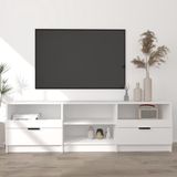 The Living Store TV-meubel - Trendy - Tv-meubels - Afmetingen- 150x33.5x45 cm - Kleur- Wit - Materiaal- Bewerkt hout