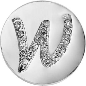 Quiges - Dames Click Button Drukknoop 18mm Alfabet W - EBCM167