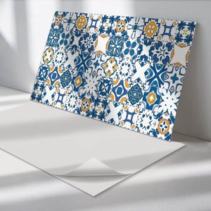 Wallfluent Vinyl Wandpaneel - Mozaïekpatronen in lay-out Wandpaneel PVC - 100 cm x 50 cm - Blauw Vinyl Wandpaneel - Set van 1 - Rechthoekig Wandbekleding Vinyl - Texturen Wandpaneel - Zelfklevend Wandpaneel - Wandpaneel Keuken en Badkamer