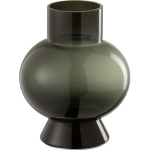 J-Line vaas Bol - glas - zwart - small - 22.00 cm hoog