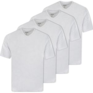 HAJO - Shirt - Wit - V-hals - 4 Pack - Halve Mouw - Normale Pasvorm