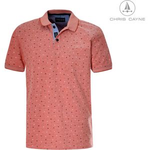Chris Cayne heren polo - maat 3XL - kleur brique – geprint – gemêleerd – luxe polokraag – pique - herenmode - borstzak – grote maten - polo 3XL