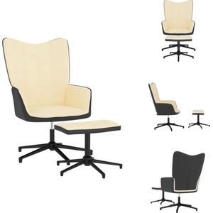 vidaXL Relaxstoel Blokjespatroon - Crèmewit - 62x68x98 cm - 360 graden draaibaar - PVC - Fluweel - Fauteuil