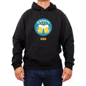 Trui met naam Cas|Fotofabriek Trui Cheers |Zwarte trui maat S| Unisex trui met print (S)