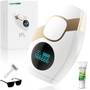 BronStore - LED Laser Ontharingsapparaat - IPL Ontharing Apparaat - Inclusief Beschermbril, Scheermes & Aloë Vera Lotion
