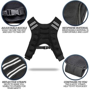 KRAKEN Gewichtsvest 10 LBS 5 KG | Running Weight Vest | voor mannen en vrouwen, Lichaamsgewicht Vest met reflecterende streep Verstelbare riem, Sport lichaam Vest voor krachttraining, Hardlopen, Fitness, Spieropbouw, Gewichtsverlies