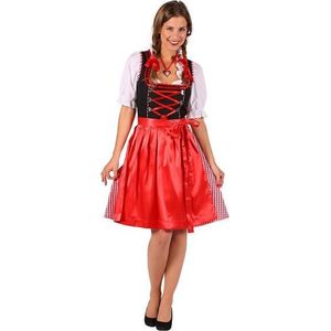 Dirndl Jurk - Dames - Oktoberfest - Tiroler - Zwart Wit Rood - Lang Model - Maat 36