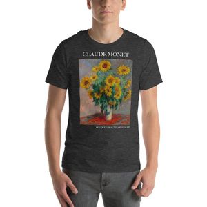 Famous Piece - Kunst T-shirt - Claude Monet 'Bouquet of Sunflowers' - Unisex - Donker Grijs - XS