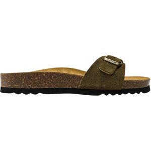Scholl Estelle Suede Khaki Slippers Dames