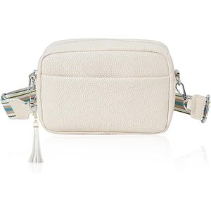 Casual schoudertas met kwasthanger en meerdere vakken - wit