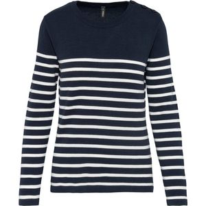 Kariban - K990 - Gestreepte Damestrui - Navy / Off White - 100% Katoen