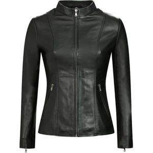 GILL'S CHIC BLACK - Dames Leren Jas - Biker Jack - 100% Lamsleer - Zwart