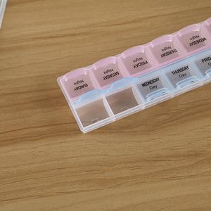 Jumada's - Medicijnen doosje - Pillendoosje - 7 dagen - 2 compartimenten per dag - 14 vakken per week - Roze en blauw