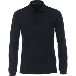 Casa Moda - Longsleeve Polo Navy Blauw - Regular-fit - Heren Poloshirt Maat M