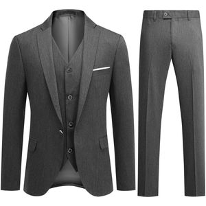 Allthemen Heren Driedelig Pak in Effen Kleur - Gemaakt in Turkije - 46