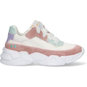 Bunnies JR 223471-470 Meisjes Lage Sneakers - Roze/Multi/Beige - Suède - Veters