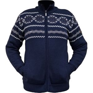 Gebreide Vest - Heren - met Rits - Acryl - met Opstaande Kraag - Cardigan - Donker Blauw - maat 2XL
