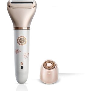 Elektrisch scheerapparaat voor vrouwen - Pijnloos 2-in-1 scheerapparaat voor het verwijderen van haar op gezicht, benen en oksels
