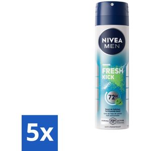 NIVEA MEN - Deodorant Spray - Fresh Kick - 150 ml - Bulkverpakking - 5 stuks