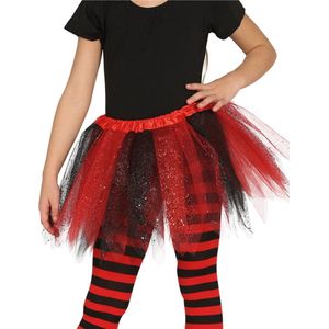 Heksen petticoat/tutu verkleed rokje zwart/rood 31 cm voor meisjes - Tule onderrokjes zwart/rood voor kinderen