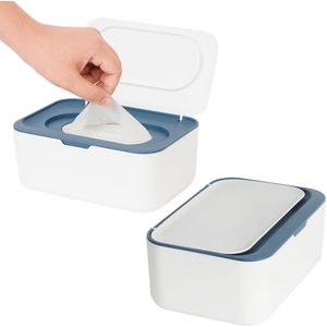 Opbergdoos - houder voor vochtige doekjes - vervangbare houder voor vochtige doekjes, houdt vochtige doekjes fris, bediening met één hand. Antislip, gemakkelijk te openen en te sluiten tas voor vochtige doekjes, blauw.