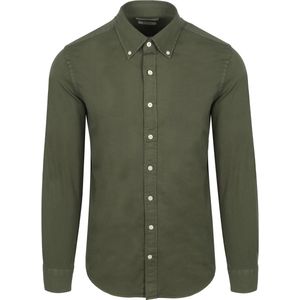 King Essentials The Tommy Overhemd Olijfgroen - Maat M - Heren
