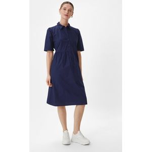 comma - Katoenen Jurk - Lang - Met Overhemdkraag