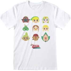Nintendo The Legend Of Zelda Heren Tshirt -S- Wind Waker Faces Wit