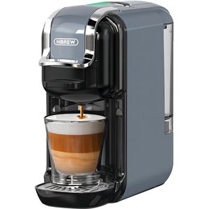 HiBREW H2B 5 in 1 Koffiezetapparaat (Grijs)- 5-in-1 Compatibel met Pods en Espressopoeder-Koude/Warme Modus & LED-bereidingsindicator-19 Bar Drukafzuiging -Compact Ontwerp & Kopjesmaat Tips-Energiebesparing & Anti-Droog Bescherming