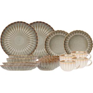 Cosy & Trendy - Astera Pearl - Serviesset - 16-delig - Voor 4 Personen - Parelmoer