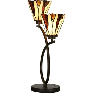 LumiLamp Tiffany Tafellamp 46x28x63 cm Beige Glas Tiffany Bureaulamp